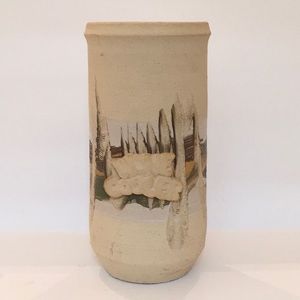 Vintage Hand-Turned/Painted Unglazed Ceramic Wine Chiller, Studio Pottery